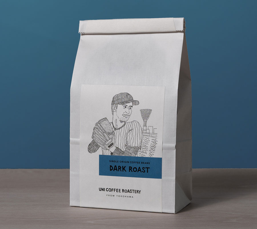 ダークローストコーヒー豆の横浜スタジアムの絵柄